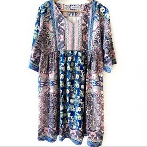 Misslook blue and pink floral dress